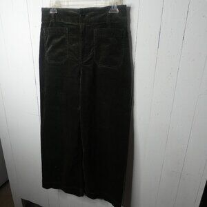 Maeve Women's 29 The Colette Wide Leg Pants Dark Green Corduroy Cropped